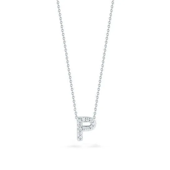 JMS always PreStyled Sets Original Roberto Coin 18K White Gold Tiny Treasures Diamond Letter P Pendant JMS always PreStyled Sets Original Roberto Coin 18K White Gold Tiny Treasures Diamond Letter P Pendant