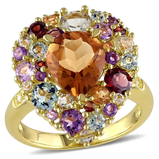 JMS always Rings Original Amour 002 CT TDW Diamond and 4 34 CT TGW MultiGemstone Color Ring in Yellow Silver JMS always Rings Original Amour 002 CT TDW Diamond and 4 34 CT TGW MultiGemstone Color Ring in Yellow Silver