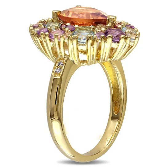 JMS always Rings Original Amour 002 CT TDW Diamond and 4 34 CT TGW MultiGemstone Color Ring in Yellow Silver JMS always Rings Original Amour 002 CT TDW Diamond and 4 34 CT TGW MultiGemstone Color Ring in Yellow Silver