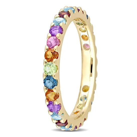 JMS always Rings Original Amour 10k Yellow Gold 1 18 CT TGW Multi Color Gemstone Eternity Ring JMS always Rings Original Amour 10k Yellow Gold 1 18 CT TGW Multi Color Gemstone Eternity Ring