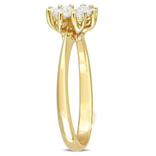 JMS always Rings Original Amour 25 CT TDW Pear and Round Diamond Floral Ring in 14k Yellow Gold JMS always Rings Original Amour 25 CT TDW Pear and Round Diamond Floral Ring in 14k Yellow Gold