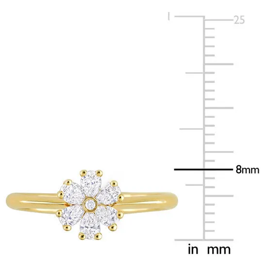 JMS always Rings Original Amour 25 CT TDW Pear and Round Diamond Floral Ring in 14k Yellow Gold JMS always Rings Original Amour 25 CT TDW Pear and Round Diamond Floral Ring in 14k Yellow Gold