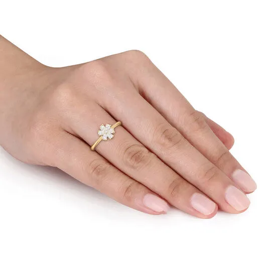JMS always Rings Original Amour 25 CT TDW Pear and Round Diamond Floral Ring in 14k Yellow Gold JMS always Rings Original Amour 25 CT TDW Pear and Round Diamond Floral Ring in 14k Yellow Gold