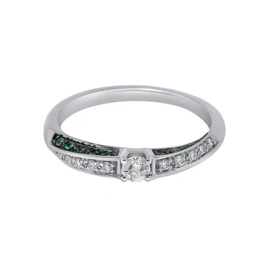 JMS always Rings Original Bliss 18K White Gold Diamond and Emerald Band Ring sz 7 20067091 JMS always Rings Original Bliss 18K White Gold Diamond and Emerald Band Ring sz 7 20067091
