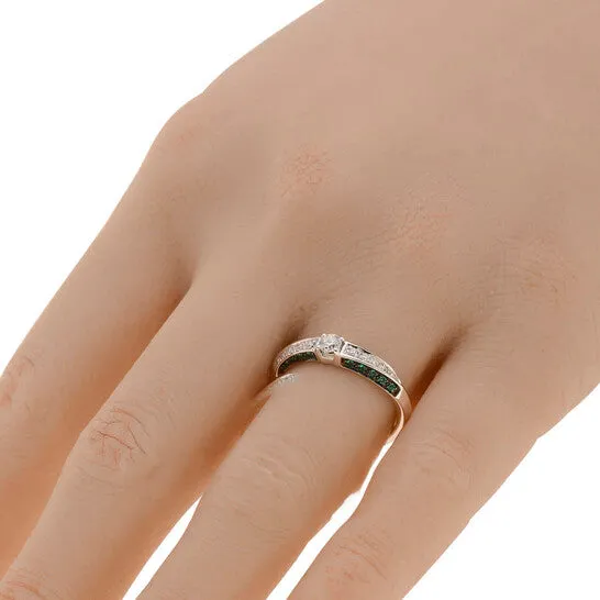 JMS always Rings Original Bliss 18K White Gold Diamond and Emerald Band Ring sz 7 20067091 JMS always Rings Original Bliss 18K White Gold Diamond and Emerald Band Ring sz 7 20067091