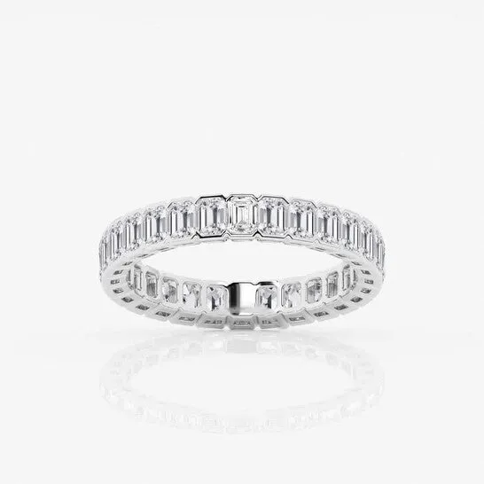 JMS always Rings Original Brilliant Diamond 2 cttw EmeraldCut Lab Grown Diamond Half Bezel Eternity Band in Platinum GVSSI JMS always Rings Original Brilliant Diamond 2 cttw EmeraldCut Lab Grown Diamond Half Bezel Eternity Band in Platinum GVSSI