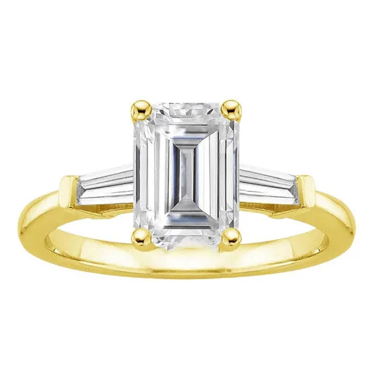 JMS always Rings Original DiamondMuse 133 cttw Yellow Gold Plated Over Sterling Silver Emerald Swarovski Diamond Three Stone Engagement Ring JMS always Rings Original DiamondMuse 133 cttw Yellow Gold Plated Over Sterling Silver Emerald Swarovski Diamond Three Stone Engagement Ring