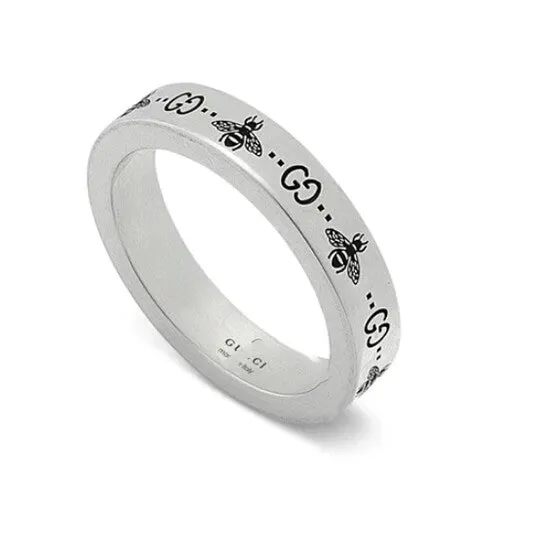 JMS always Rings Original Gucci Sterling Silver Signature GG Bee Motif Ring JMS always Rings Original Gucci Sterling Silver Signature GG Bee Motif Ring