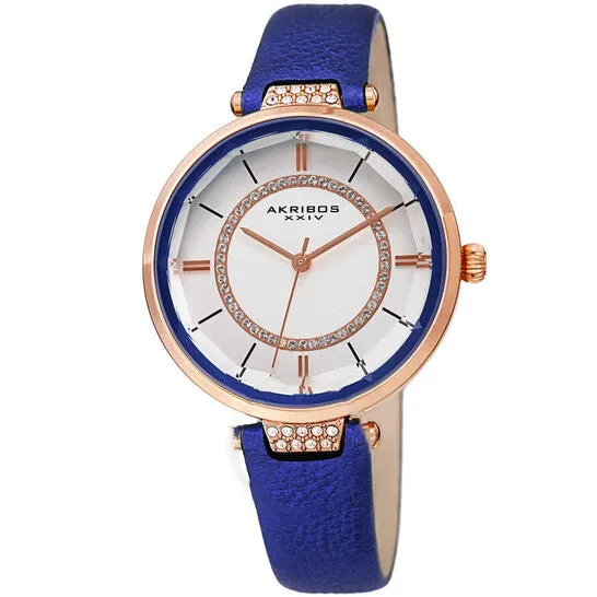 JMS always Watches Original Akribos XXIV Quartz White Dial Blue Leather Ladies Watch AK1116BU JMS always Watches Original Akribos XXIV Quartz White Dial Blue Leather Ladies Watch AK1116BU