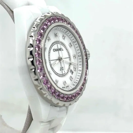 JMS always Watches Original Preowned Chanel J12 Diamonds Quartz White Dial Ladies Watch H2010 JMS always Watches Original Preowned Chanel J12 Diamonds Quartz White Dial Ladies Watch H2010