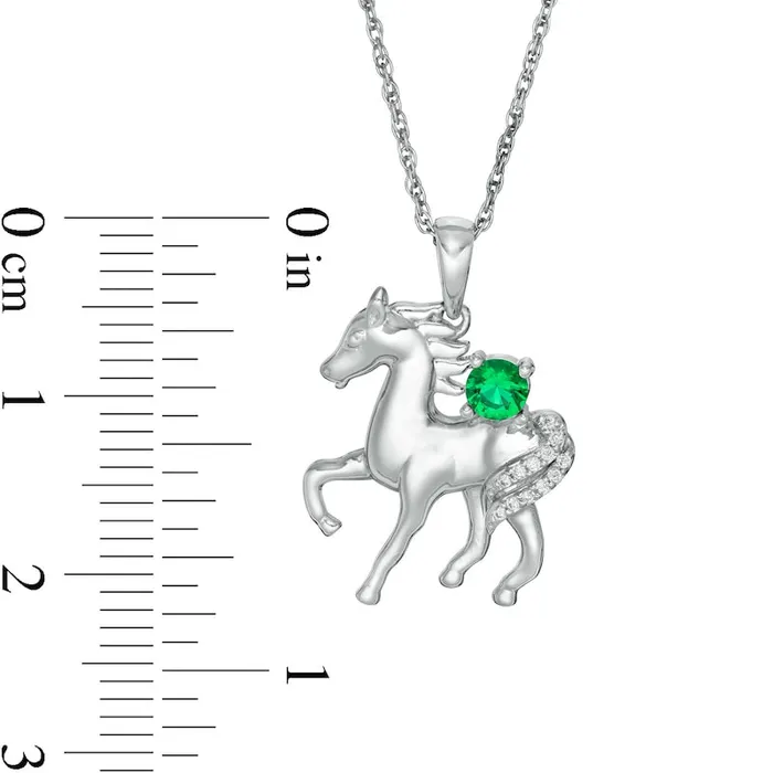 LabCreated Emerald and Diamond Accent Prancing Horse Pendant in Sterling Silver Goldia Necklaces LabCreated Emerald and Diamond Accent Prancing Horse Pendant in Sterling Silver Goldia Necklaces