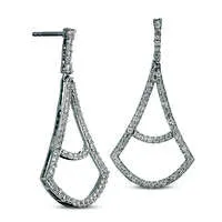 LabCreated White Sapphire Pendulum Drop Earrings in Sterling Silver Goldia Earrings LabCreated White Sapphire Pendulum Drop Earrings in Sterling Silver Goldia Earrings