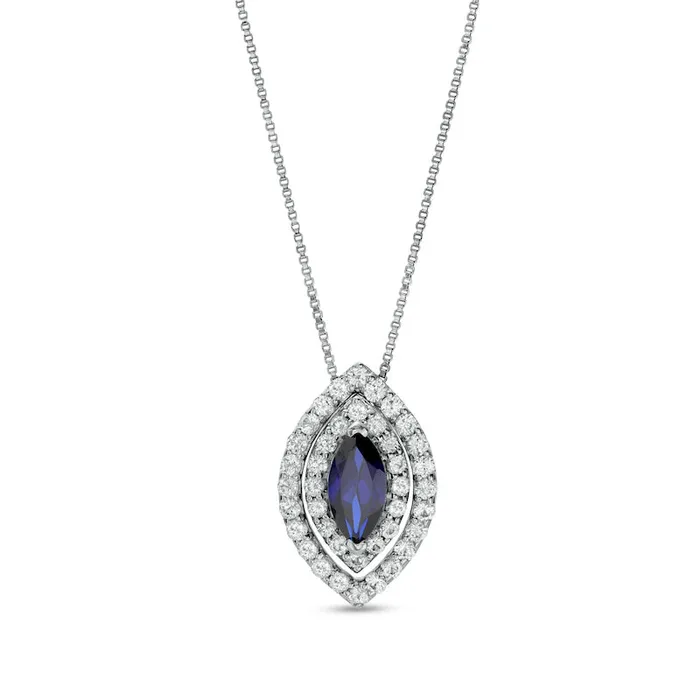Marquise Blue and White LabCreated Sapphire Convertible Pendant in Sterling Silver Goldia Necklaces Marquise Blue and White LabCreated Sapphire Convertible Pendant in Sterling Silver Goldia Necklaces