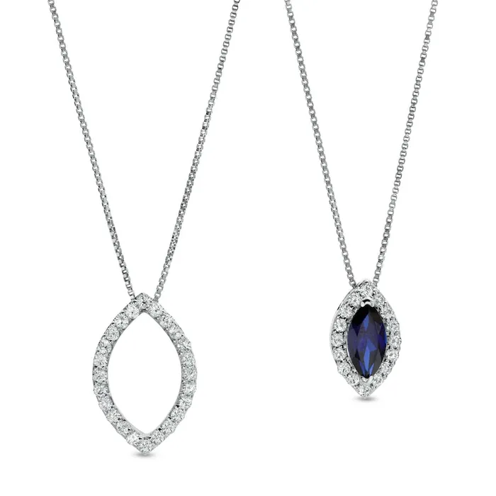 Marquise Blue and White LabCreated Sapphire Convertible Pendant in Sterling Silver Goldia Necklaces Marquise Blue and White LabCreated Sapphire Convertible Pendant in Sterling Silver Goldia Necklaces