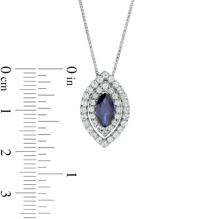 Marquise Blue and White LabCreated Sapphire Convertible Pendant in Sterling Silver Goldia Necklaces Marquise Blue and White LabCreated Sapphire Convertible Pendant in Sterling Silver Goldia Necklaces