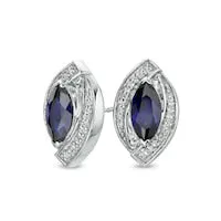 Marquise Blue and White LabCreated Sapphire Frame Stud Earrings in Sterling Silver Goldia Earrings Marquise Blue and White LabCreated Sapphire Frame Stud Earrings in Sterling Silver Goldia Earrings