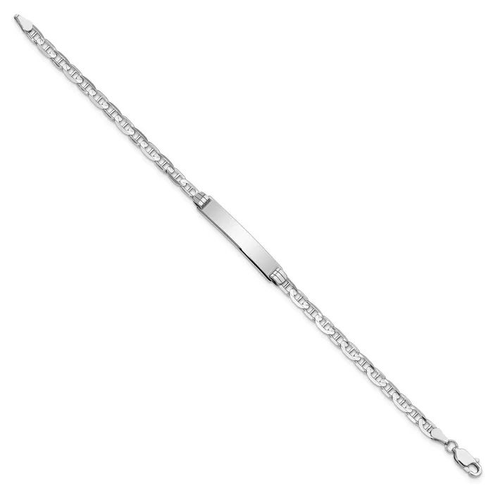 MDS Bracelets Solid 14K White Gold Anchor Link ID Bracelet MDS Bracelets Solid 14K White Gold Anchor Link ID Bracelet
