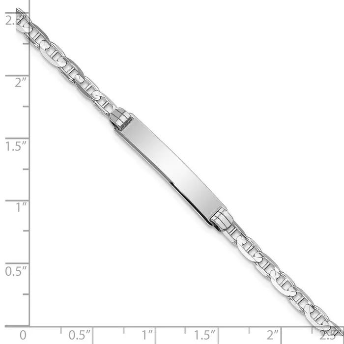 MDS Bracelets Solid 14K White Gold Anchor Link ID Bracelet MDS Bracelets Solid 14K White Gold Anchor Link ID Bracelet