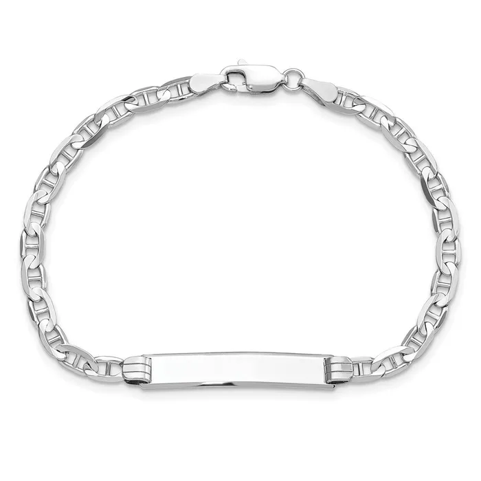 MDS Bracelets Solid 14K White Gold Anchor Link ID Bracelet MDS Bracelets Solid 14K White Gold Anchor Link ID Bracelet