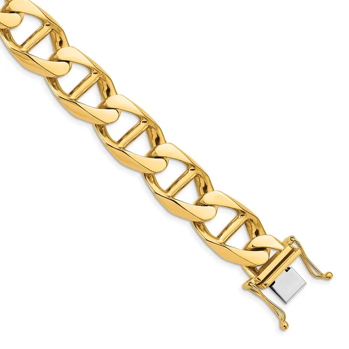 MDS Solid 14K White Gold 24 inch 125mm Hand Polished Fancy Anchor Link with Box Catch Clasp Chain Necklace Necklaces MDS Solid 14K White Gold 24 inch 125mm Hand Polished Fancy Anchor Link with Box Catch Clasp Chain Necklace Necklaces