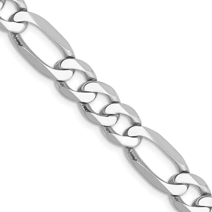 MDS Solid 14K White Gold 24 inch 7mm Flat Figaro with Lobster Clasp Chain Necklace Necklaces MDS Solid 14K White Gold 24 inch 7mm Flat Figaro with Lobster Clasp Chain Necklace Necklaces