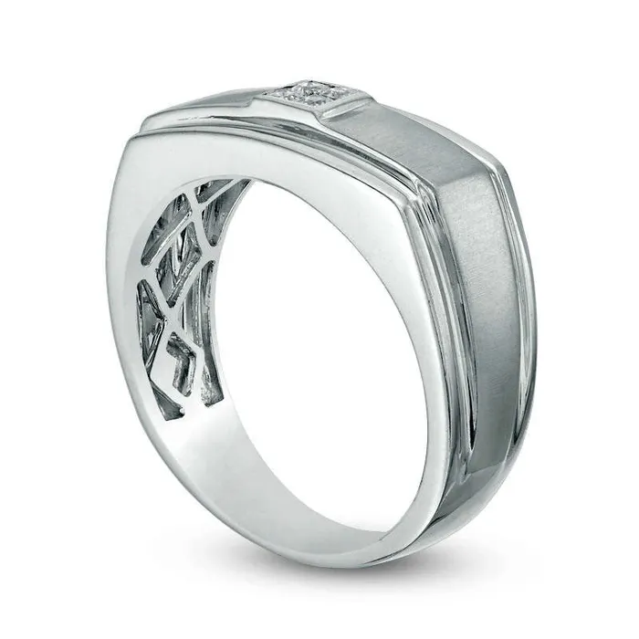 Mens 013 CT TW Quad PrincessCut Natural Diamond GrooveEdge Wedding Band in Solid 10K White Gold Goldia Rings Mens 013 CT TW Quad PrincessCut Natural Diamond GrooveEdge Wedding Band in Solid 10K White Gold Goldia Rings