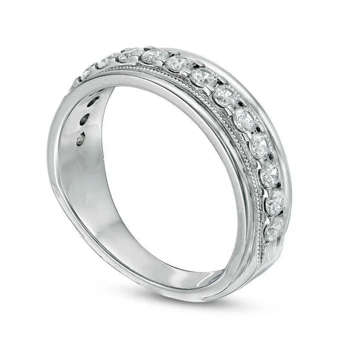 Mens 10 CT TW Natural Diamond Antique VintageStyle Wedding Band in Solid 10K White Gold Goldia Rings Mens 10 CT TW Natural Diamond Antique VintageStyle Wedding Band in Solid 10K White Gold Goldia Rings