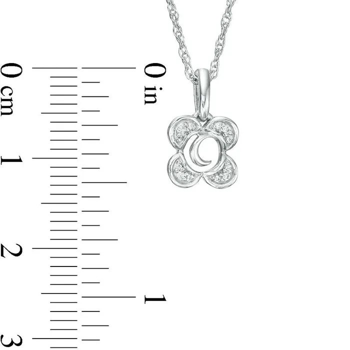 Natural Diamond Accent Crescent Moon center Flower Pendant in Sterling Silver Goldia Necklaces Natural Diamond Accent Crescent Moon center Flower Pendant in Sterling Silver Goldia Necklaces