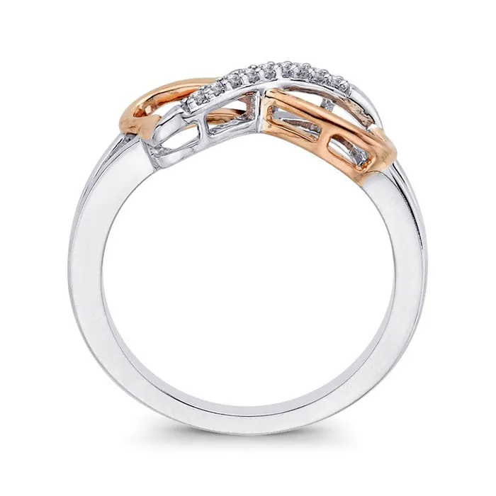 Natural Diamond Accent Infinity with Heart Ring in Solid 10K TwoTone Gold Goldia Rings Natural Diamond Accent Infinity with Heart Ring in Solid 10K TwoTone Gold Goldia Rings