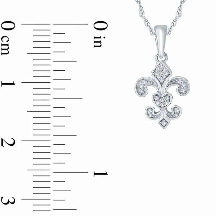 Necklaces 005 CT TW Natural Diamond FleurDeLis Pendant in Sterling Silver Goldia Necklaces 005 CT TW Natural Diamond FleurDeLis Pendant in Sterling Silver Goldia