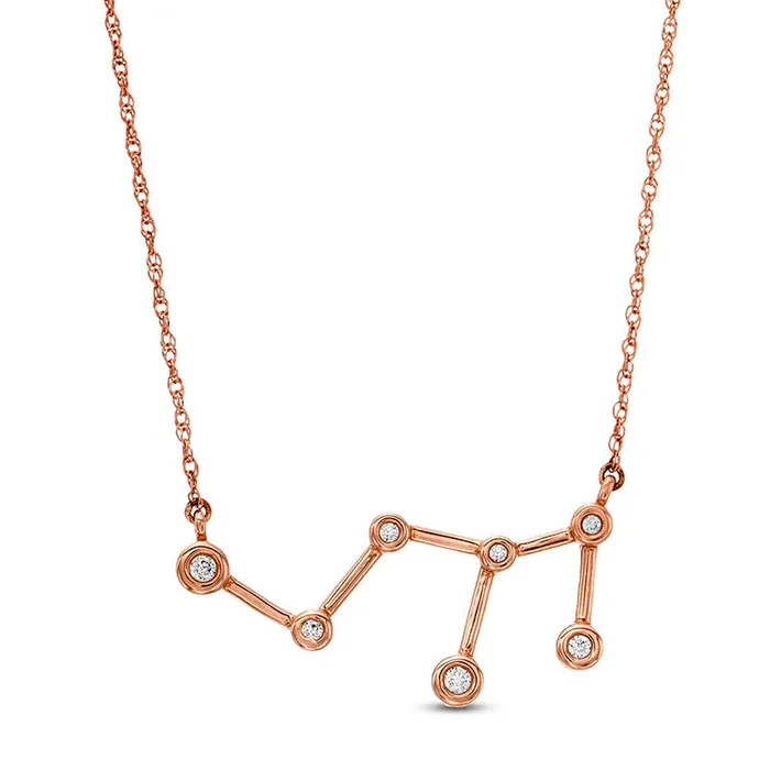 Necklaces 005 CT TW Natural Diamond Leo Constellation BezelSet Necklace in 10K Rose Gold Goldia Necklaces 005 CT TW Natural Diamond Leo Constellation BezelSet Necklace in 10K Rose Gold Goldia