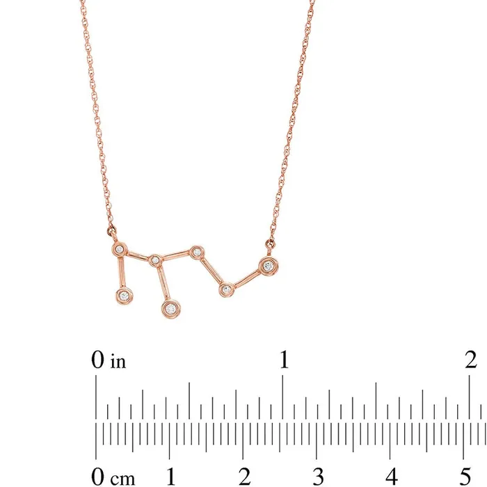Necklaces 005 CT TW Natural Diamond Leo Constellation BezelSet Necklace in 10K Rose Gold Goldia Necklaces 005 CT TW Natural Diamond Leo Constellation BezelSet Necklace in 10K Rose Gold Goldia