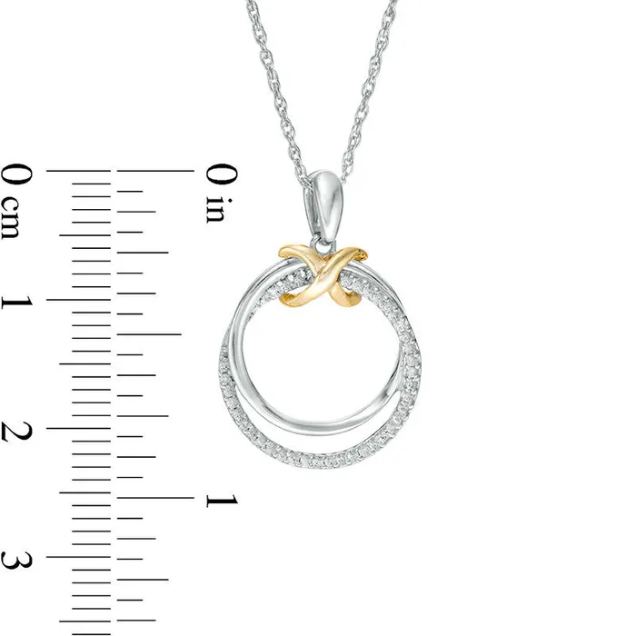 Necklaces 013 CT TW Natural Diamond Infinity Knot Interlocking Circles Pendant in Sterling Silver and 10K Yellow Gold Goldia Necklaces 013 CT TW Natural Diamond Infinity Knot Interlocking Circles Pendant in Sterling Silver and 10K Yellow Gold Goldia