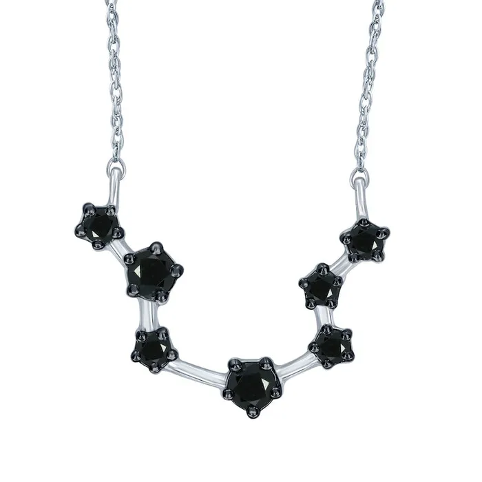 Necklaces 02 CT TW Enhanced Black Natural Diamond Aquarius Constellation Necklace in Sterling Silver Goldia Necklaces 02 CT TW Enhanced Black Natural Diamond Aquarius Constellation Necklace in Sterling Silver Goldia
