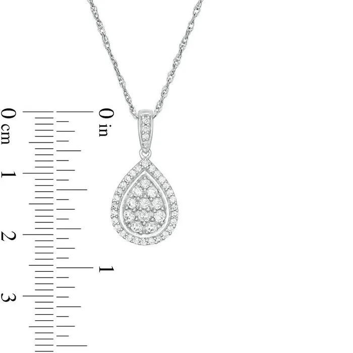 Necklaces 05 CT TW Composite Natural Diamond TeardropShaped Frame Pendant in 10K White Gold Goldia Necklaces 05 CT TW Composite Natural Diamond TeardropShaped Frame Pendant in 10K White Gold Goldia