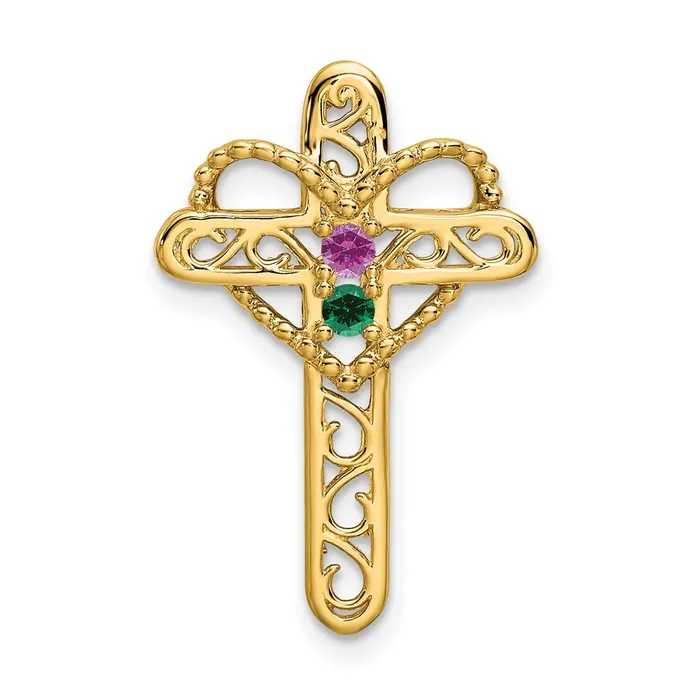 Necklaces 14k Genuine 2 Stone Mothers Cross Pendant Goldia