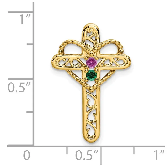 Necklaces 14k Genuine 2 Stone Mothers Cross Pendant Goldia