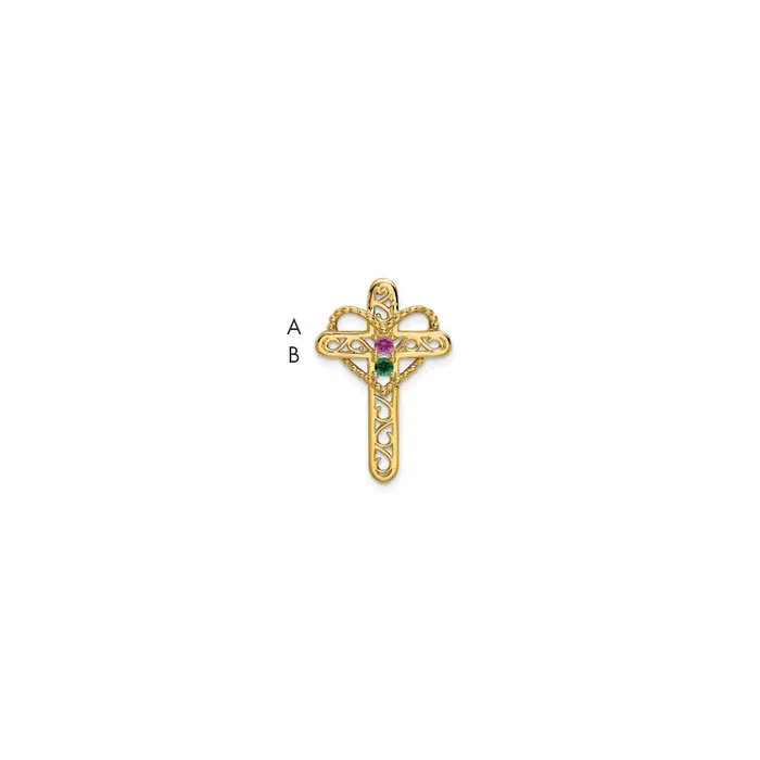 Necklaces 14k Genuine 2 Stone Mothers Cross Pendant Goldia