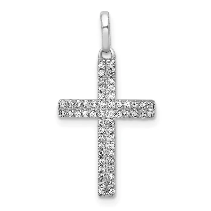 Necklaces 14k White Gold 16ct Real Diamond Cross Pendant Goldia