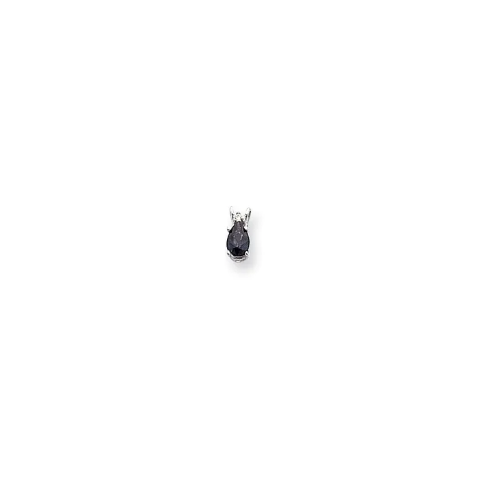 Necklaces 14k White Gold 6x4mm Pear Sapphire AAA Real Diamond pendant Goldia