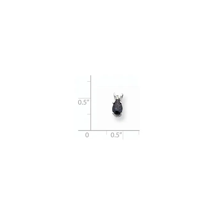 Necklaces 14k White Gold 6x4mm Pear Sapphire AAA Real Diamond pendant Goldia