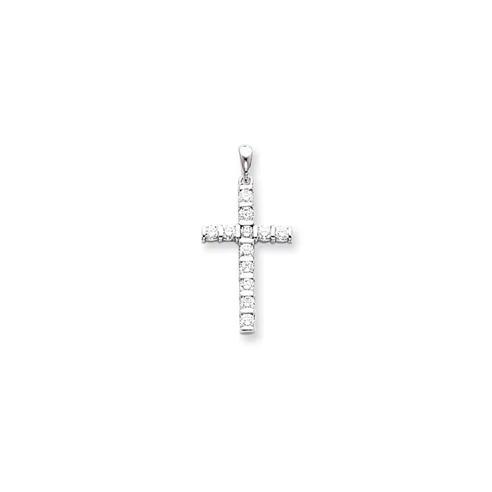 Necklaces 14k White Gold AA Diamond Latin Cross Pendant Goldiacom