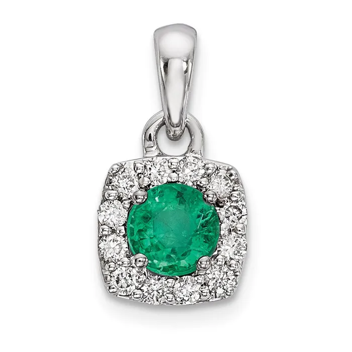 Necklaces 14k White Gold Real Diamond u0026 Emerald Pendant Goldia