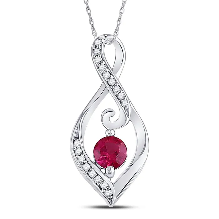 Necklaces 14k White Gold Round Created Ruby Solitaire Diamond Teardrop Pendant 110 Cttw gndatlanta Necklaces 14k White Gold Round Created Ruby Solitaire Diamond Teardrop Pendant 110 Cttw gndatlanta