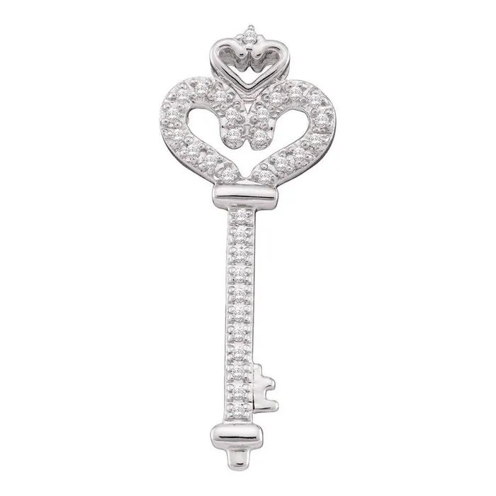 Necklaces 14k White Gold Round Diamond Heart Handle Key Love Pendant 110 Cttw gndatlanta Necklaces 14k White Gold Round Diamond Heart Handle Key Love Pendant 110 Cttw gndatlanta