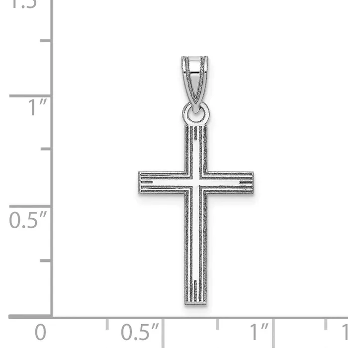 Necklaces 14k White Gold Solid Laser Etched Cross Pendant Goldia