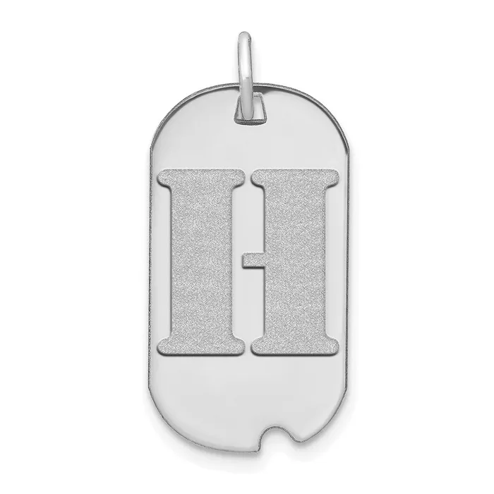 Necklaces 14k White Goldw Polished Letter H Initial Dog Tag Pendant Goldia