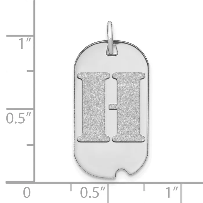 Necklaces 14k White Goldw Polished Letter H Initial Dog Tag Pendant Goldia