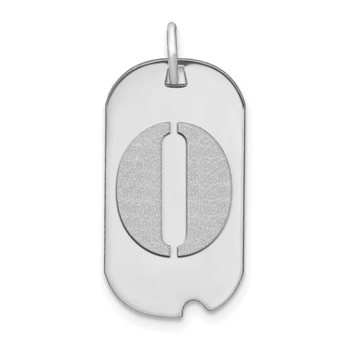 Necklaces 14k White Goldw Polished Letter O Initial Dog Tag Pendant Goldia