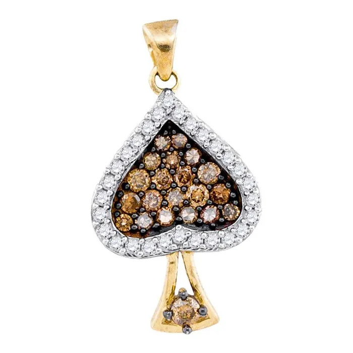 Necklaces gndatlanta 10k Yellow Gold Brown Round Cluster Diamond Pendant 12 Cttw Necklaces gndatlanta 10k Yellow Gold Brown Round Cluster Diamond Pendant 12 Cttw